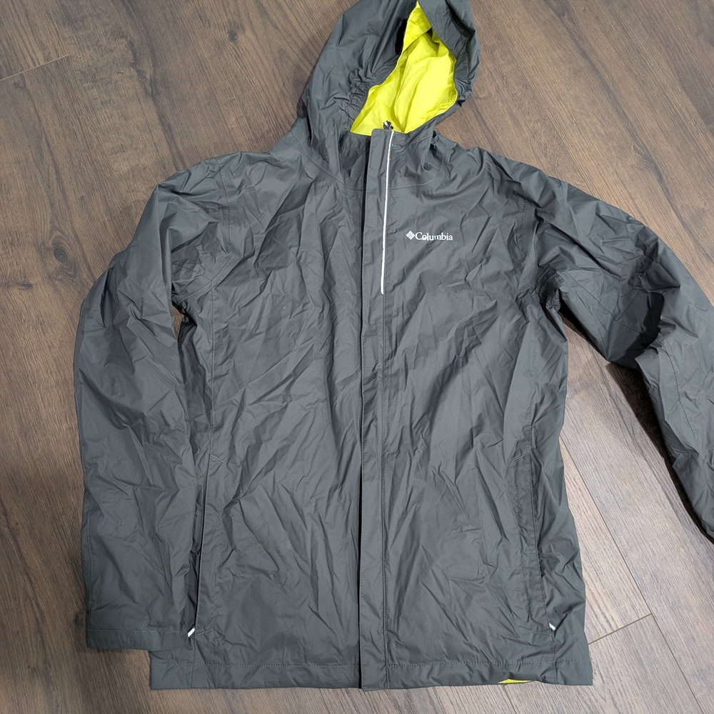 Columbia Gray Hooded Jacket with Yellow Lining